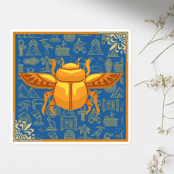 Ancient Egypt Scarab Beetle Gold Hieroglyphics vinyl stickers