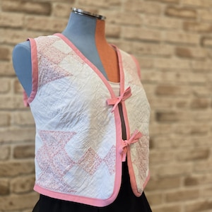 Vintage Quilted Cropped Summer Vest Women&#39;s Medium