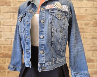 Denim Jacket with Vintage Quilted Dresden Plates