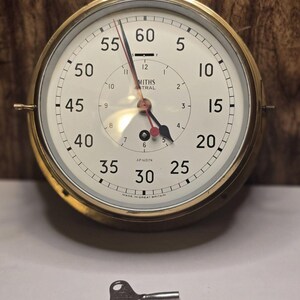 Vintage Smiths Astral Royal Navy Bulkhead Brass Clock Timer AP160174 WORKING