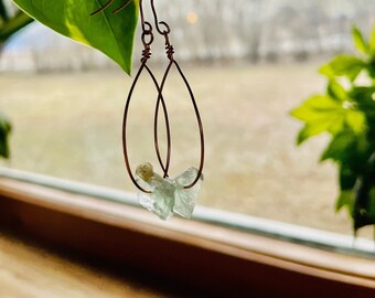 Raw Fluorite Hoop Earrings