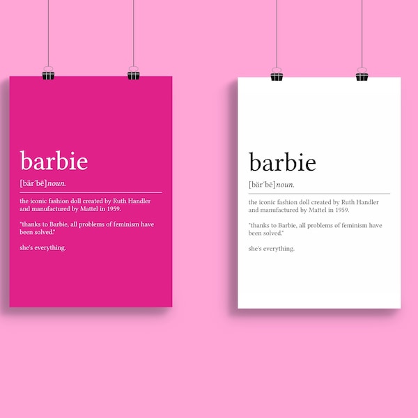 Barbie Definition Print, Wall Art, Digital File, House Decor, Artwork, High Quality Print