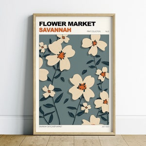 Printable Flower Market Room Decor Aesthetic, Pop Art Wall Art Apartment Decor, Savannah Retro Wall Art, Trendy Wall Art, Neutral Wall Art