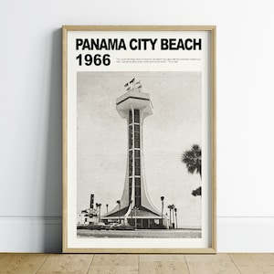 Florida Wall Art Printable, Black And White Wall Art, Digital Download, Panama City Wall Art, Retro Wall Art, Florida Travel Poster