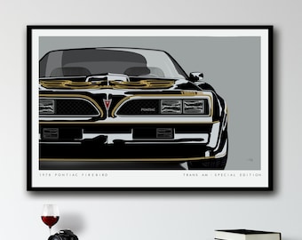 Pontiac Trans Am Classic Car Retro Wall Art Man Cave Decor, American Sports Car Poster, Minimalist Wall Art, Man Cave Wall Art, Husband Gift