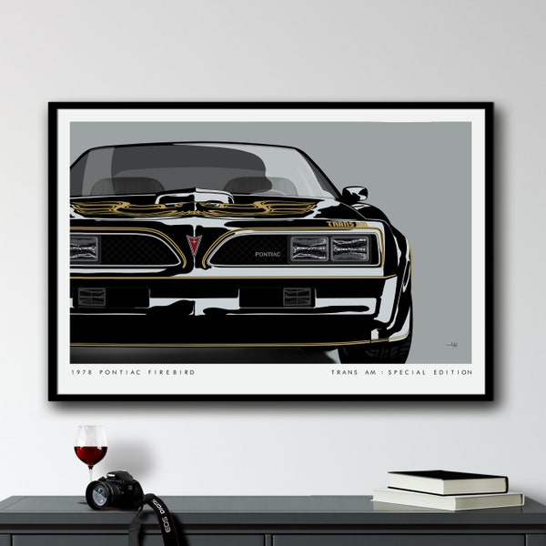 Pontiac Trans Am Classic Car Retro Wall Art Man Cave Decor, American Sports Car Poster, Minimalist Wall Art, Man Cave Wall Art, Husband Gift