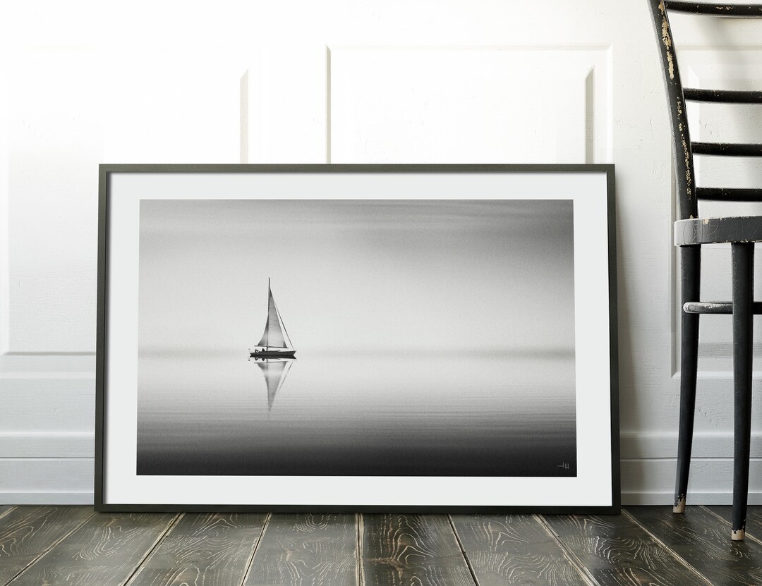 Sailboat Printable Wall Art, AI Art, Black and White Wall Art Printable ...