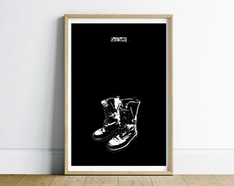 Czarno-biała, Funky Wall Art, Wystrój apartamentu, Wydruk cyfrowy, Minimalistyczna sztuka ścienna, Sztuka ścienna retro do druku, Sztuka na wózek barowy, Modna sztuka ścienna