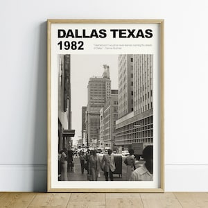 Texas Wall Art Printable, Dallas Texas Print, Black and White Digital Download, Dallas Poster, Texas Wall Art, Monochrome Retro Wall Art