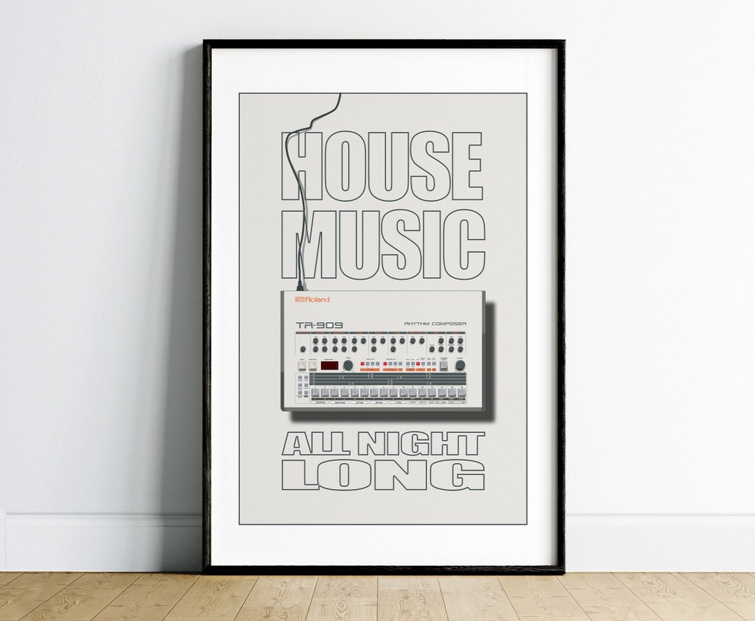 Roland TR909 Printable Music Poster Retro Wall Art, House Music Wall