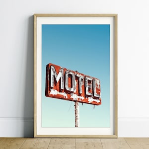 Vintage Motel Sign Download, Retro Wall Art Printable, Rustic Home Decor Wall Art, Instant Download Wall Art, Retro Digital Download