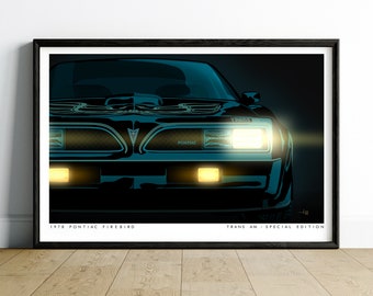 Pontiac Trans Am Classic Car Retro Wall Art Man Cave Decor, American Sports Car Poster, Minimalist Wall Art, Man Cave Wall Art, Husband Gift