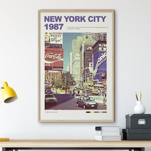 New York Wall Art Printable, New York Wall Art, Digital Download, Times Square Wall Art, New York City Travel Poster, Retro Wall Art