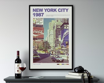 New York City Wall Art, NYC Poster, Retro Wall Art, New York Travel Poster, Times Square Wall Art, Retro Wall Art, Vintage Wall Art