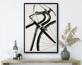 Bicycle Wall Art Minimalist Black And White Wall Art, Apartment Decor, Cyclist Wall Art, Cyclist Gift, Bike Print, Sports Wall Art