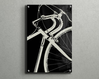 Bicycle Acrylic Wall Art Apartment Decor, Black And White Minimalist Wall Art, Cyclist Wall Art, Sports Cycling Print, Bike Art