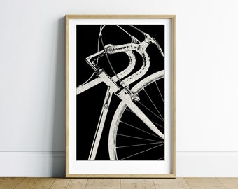 Plakat rowerowy do wydrukowania na ścianie, sztuka rowerowa do pobrania w wersji cyfrowej, minimalistyczna czarno-biała sztuka ścienna do wydrukowania, sztuka rowerowa do wydrukowania na ścianie