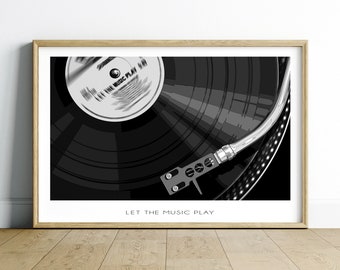 Art mural rétro à imprimer, affiche de musique, téléchargement numérique noir et blanc, art mural disque vinyle, art mural tendance, impression cadeau musique