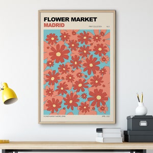 Printable Madrid Flower Market Poster Spain Wall Art Flower Market Print, Printable Botanical Wall Art, Printable Wall Art