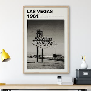 Printable Las Vegas Retro Wall Art Room Decor Aesthetic, Black And White Wall Art Apartment Decor, Travel Gifts For Dad, Digital Download