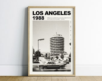 California Wall Art Printable, Los Angeles Print, Black and White Digital Download, Los Angeles Poster, Hollywood Wall Art, Retro Wall Art
