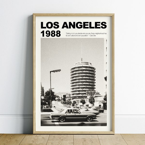 California Wall Art Printable, Los Angeles Print, Black and White Digital Download, Los Angeles Poster, Hollywood Wall Art, Retro Wall Art