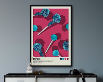 Colorful Pop Art Wall Art Maximalist Decor, Trendy Wall Art, Candy Art Print, Home Decor Wall Art, Funky Wall Art, Retro Wall Art