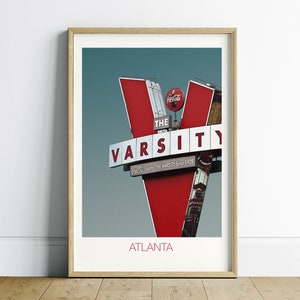 Retro Poster Printable Wall Art, Atlanta Travel Poster, Colorful Wall Art Stampa digitale, Download istantaneo Regalo per lui, Regalo per lei