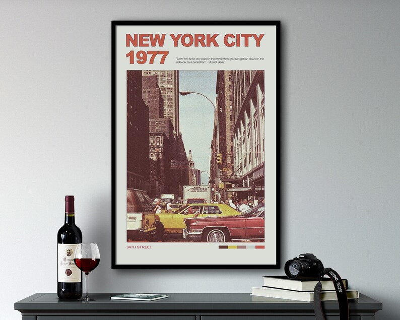 New York Wall Art, NYC Poster, Retro Wall Art, New York Travel Poster, New York Skyline Wall Art, Retro Wall Art, Vintage Wall Art image 4