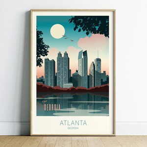 Atlanta Travel Poster Wall Art, Atlanta Printable Wall Art, Travel Print Atlanta Digital Download, Printable Wall Art, Trendy Wall Art Print