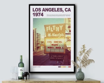 Los Angeles Wall Art California Wall Art, Sunset Strip Poster, Retro Wall Art, California Travel Poster, Retro Wall Art, Vintage Wall Art