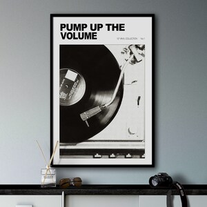 Svartvitt retro väggkonsttryck, vintage musikaffisch, vinylskiva väggkonst, retro affischtryck, retro heminredning hallväggkonst bild 2