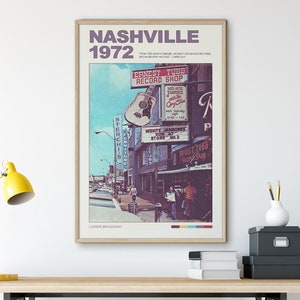Wydrukuj Nashville Retro Wall Art Apartament Dekoracja, Nashville Wall Art, Nashville Travel Poster, Room Decor Aesthetic, Trendy Wall Art