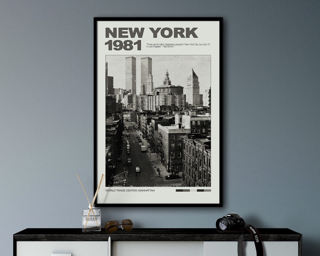 New York Wall Art Apartment Decor, Black and White Manhattan Skyline ...
