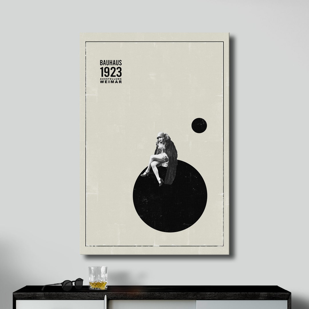Mid Century Modern Bauhaus Print Canvas Wall Art, Minimalist Wall Art ...