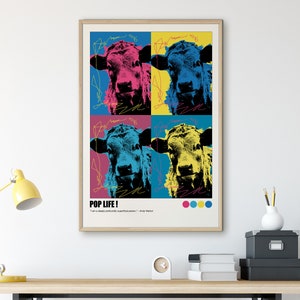 Printable Pop Art Maximalist Wall Art Maximalist Decor Pop Art Digital Download, Printable Cow Art, Trendy Prints, Funky Wall Art Printable