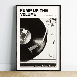 Svartvitt retro väggkonsttryck, vintage musikaffisch, vinylskiva väggkonst, retro affischtryck, retro heminredning hallväggkonst bild 3