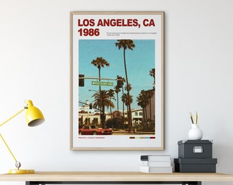 Los Angeles Wall Art Printable, California Digital Download, Hollywood Wall Art, Pacific Coast Highway Retro Wall Art, Vintage Wall Art