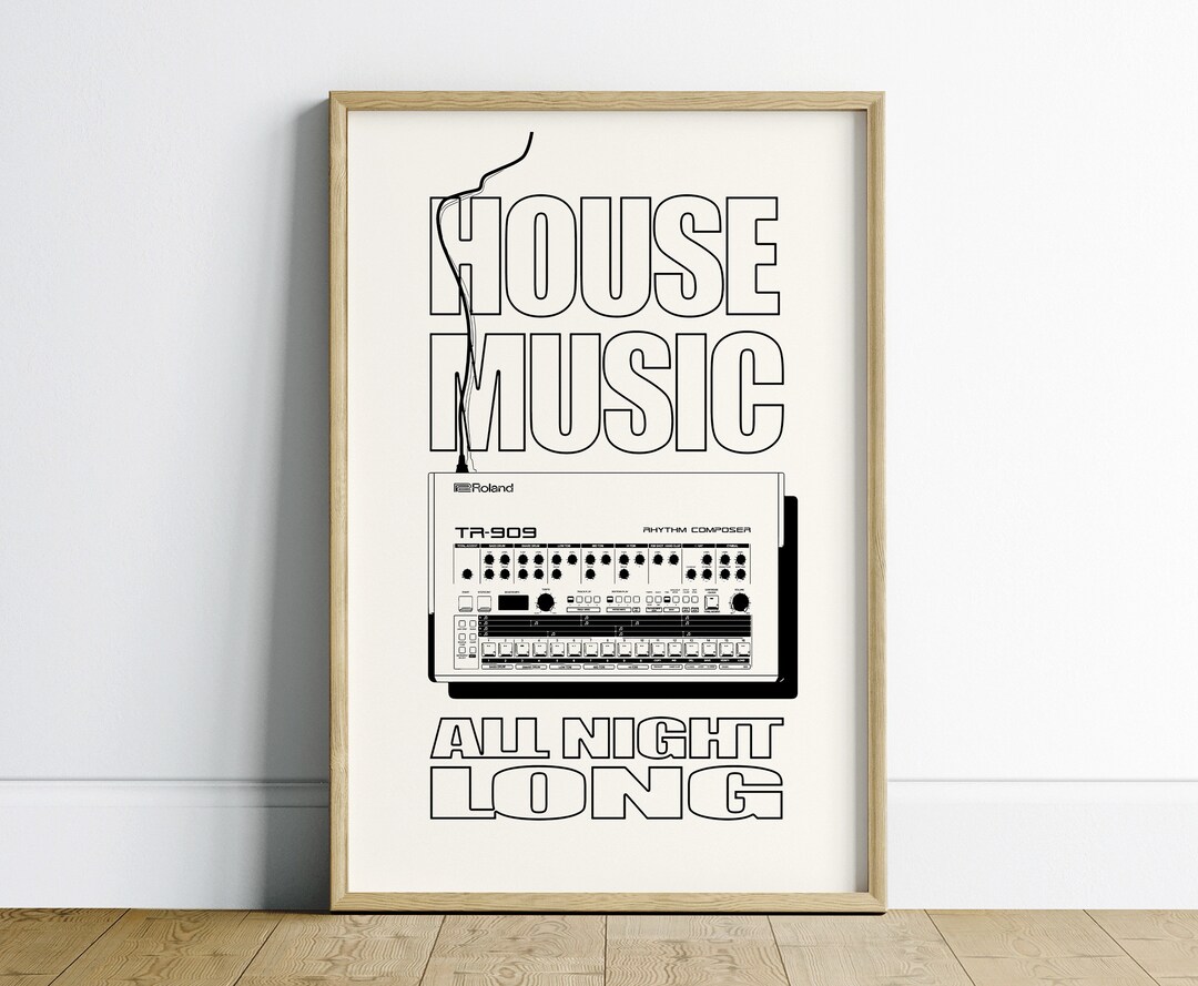 Roland TR909 Printable Music Posters Retro Wall Art, House Music Wall