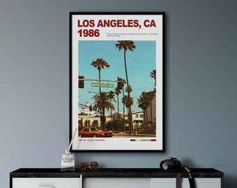Los Angeles Wall Art, California Poster, Retro Wall Art, California Travel Poster, Pacific Coast Wall Art, Retro Wall Art, Vintage Wall Art