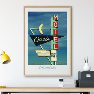 Retro Wall Art Motel Sign Download, Oklahoma Travel Gift, Apartment Decor, Mid Century Instant Download Wall Art, Retro Digital Download