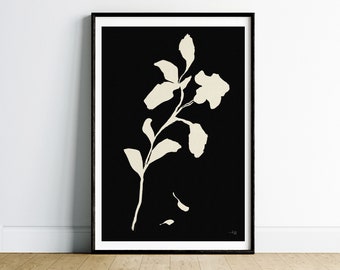 Abstract Floral Print Wall Art, Minimalist Black And White Floral Wall Art, Botanical Print, Mothers Day Gift, Mid Century Modern Wall Art