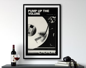 Retro Wall Art Printable Vinyl Record Music Poster, Black And White Digital Download Wall Art, Vinyl Record Wall Art Music Gift