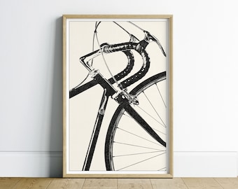 Plakat rowerowy do wydrukowania na ścianie, sztuka rowerowa do pobrania w wersji cyfrowej, minimalistyczna czarno-biała sztuka ścienna do wydrukowania, sztuka rowerowa do wydrukowania na ścianie