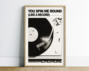 Vinyl Record Music Poster, Retro Wall Art Printable, Black And White Digital Download Wall Art, Vinyl Record Wall Art Music Gift