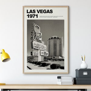 Wydrukuj Las Vegas Room Decor Estetyczna sztuka ścienna w stylu retro, Czarno-biała sztuka ścienna Dekoracja mieszkania, Prezenty podróżne dla taty, Pobieranie cyfrowe