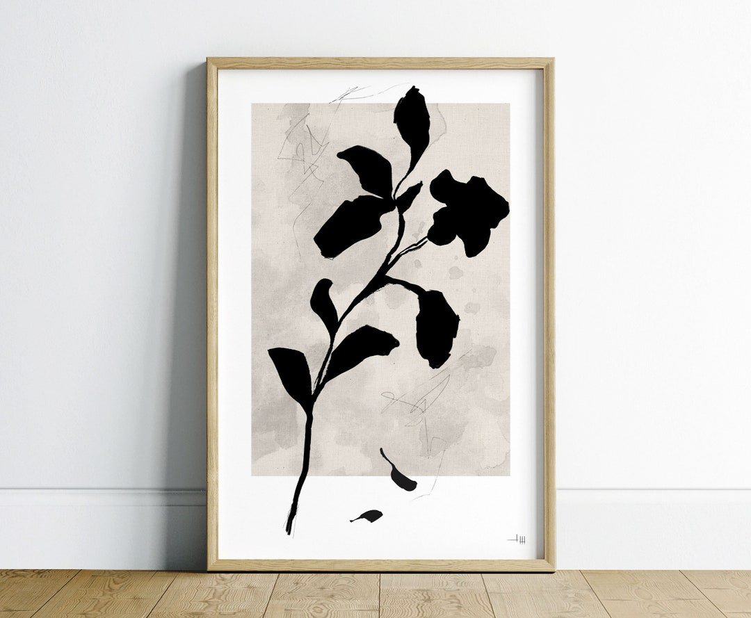 Minimalist Black and White Floral Wall Art Printable, Abstract ...