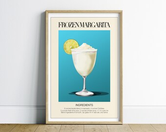 Bar Cart Prints Apartment Decor, Cocktail Poster Wall Art, Boho Wall Art, Bar Cart Art, Margarita Cocktail Print, Kitchen Wall Art