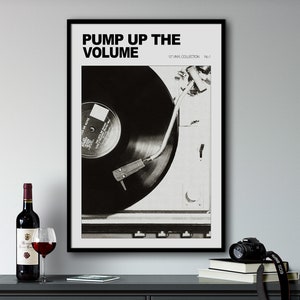 Svartvitt retro väggkonsttryck, vintage musikaffisch, vinylskiva väggkonst, retro affischtryck, retro heminredning hallväggkonst bild 1