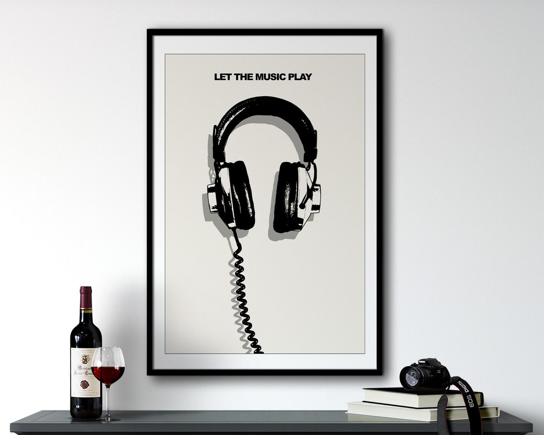 Black and White Retro Wall Art Minimalist Wall Art Retro Music Print ...